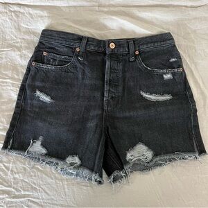Free People - High Waisted Jean Shorts (Distressed Faded Black)